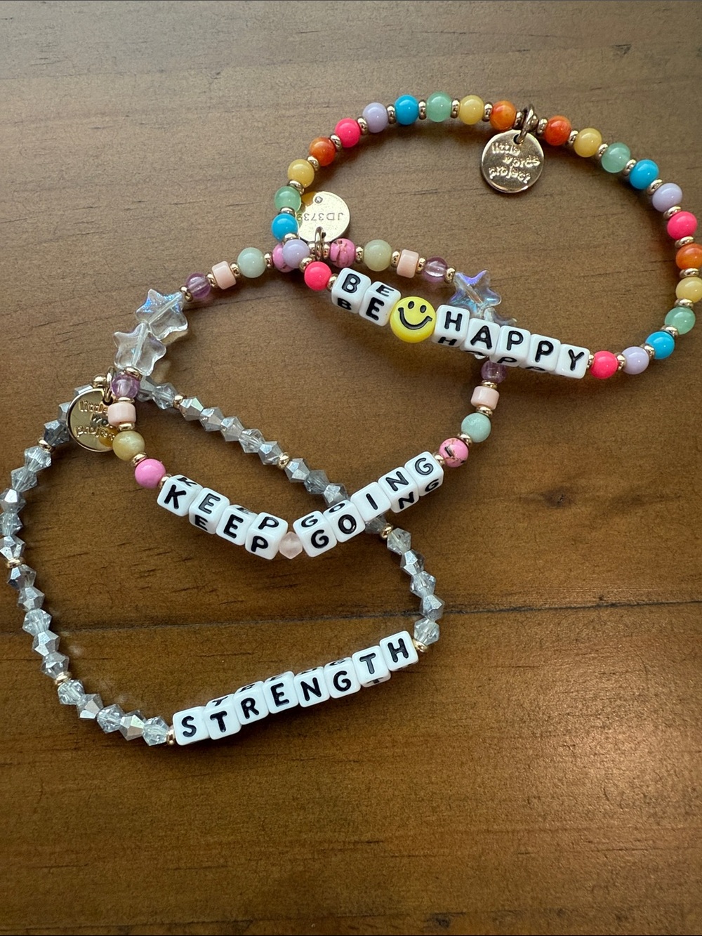 Little Words Project Bracelet Set of 3 ~ Be Happy ~ Keep Going ~ Strength